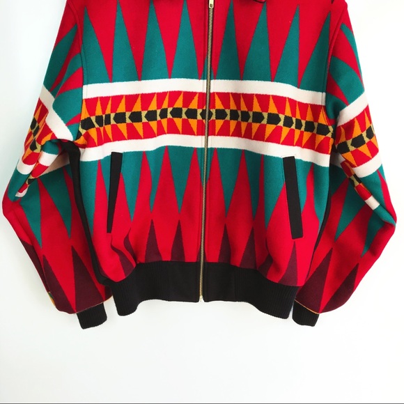 Justin Kraff Pendleton Wool Bomber Jacket Native M - Picture 10 of 14